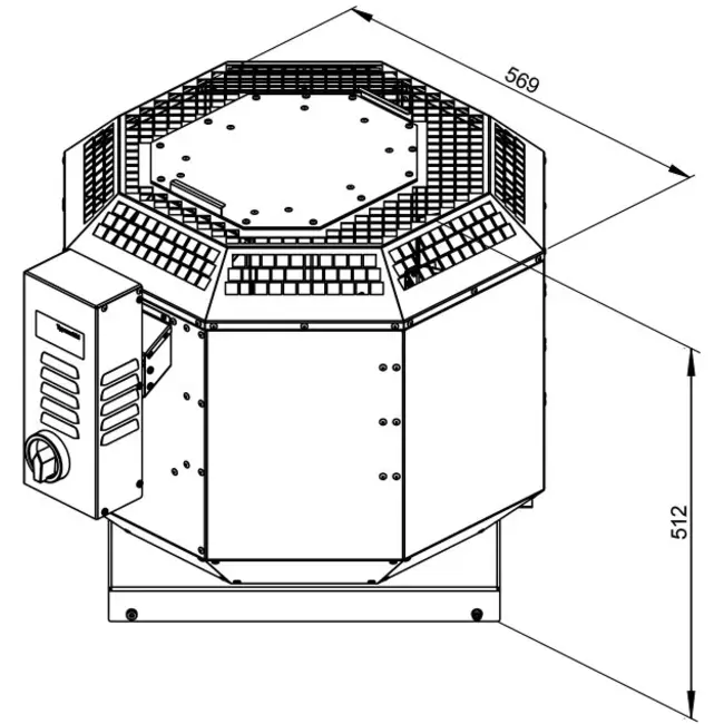 Wylot spalin wentylatora dachowego pionowy - DVN 280 D2 F4 30