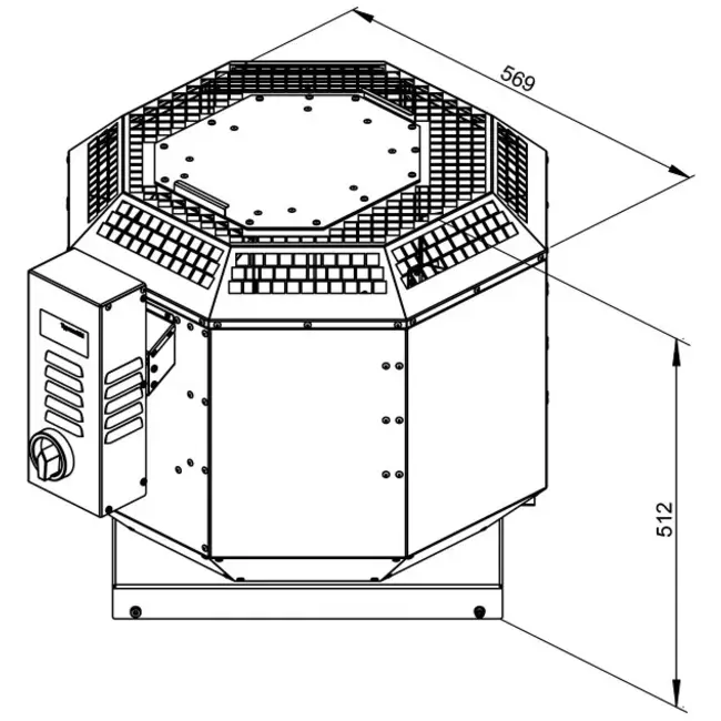 Wylot spalin wentylatora dachowego pionowy - DVN 315 D4 F4 30