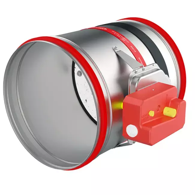 Klapa przeciwpożarowa okrągła 630 mm z przyłączem końcowym - E-FDC40 D630RS