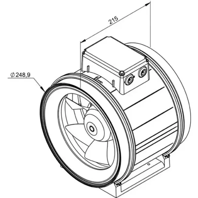 Wentylator kanałowy Ruck® ETAMASTER z silnikiem EC 1780m³/h - Ø 250 mm + potencjometr obsługowy 10 kO