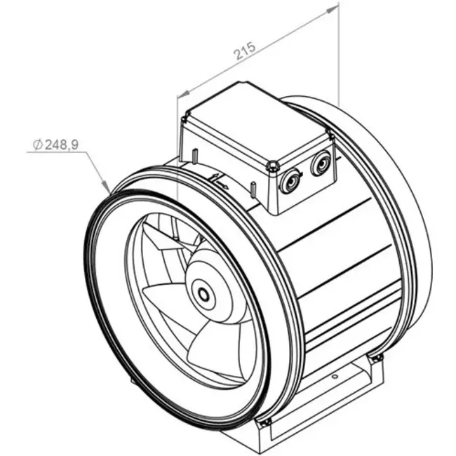 Wentylator kanałowy Ruck® ETAMASTER z silnikiem EC 2175m³/h - Ø 250 mm + potencjometr obsługowy 10 kO