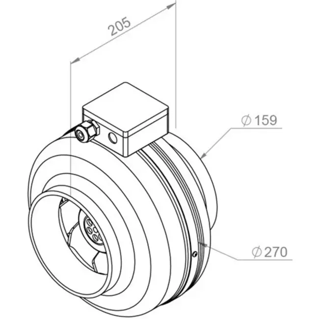 Wentylator kanałowy Ruck® 460m³/h – Ø 160 mm + elektroniczna regulacja zmienna 1,0 A