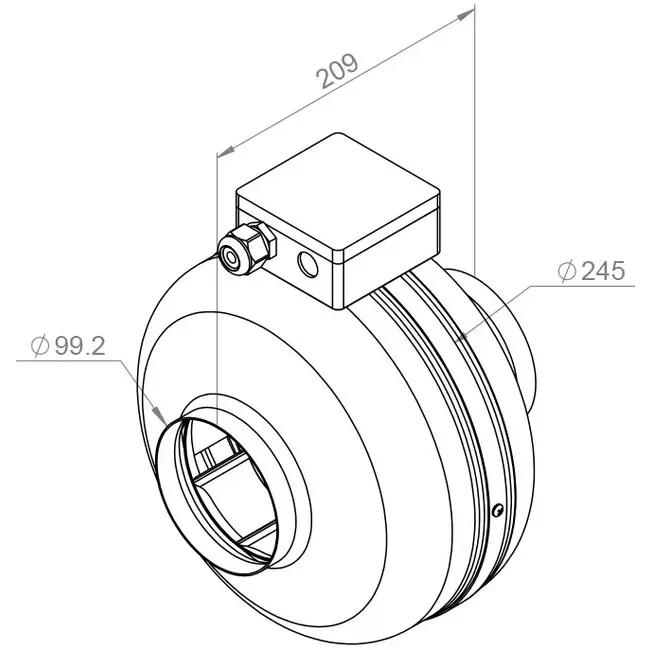 Wentylator kanałowy Ruck® 1170m³/h – Ø 315 mm + elektroniczna regulacja zmienna 1,0 A