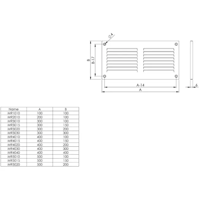 Kratka metalowa 300x300mm biała - MR3030