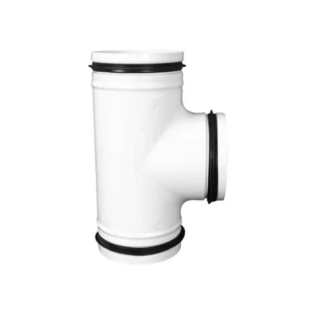 Trójnik 90 stopni biały średnica 125 mm metal - RAL 9010