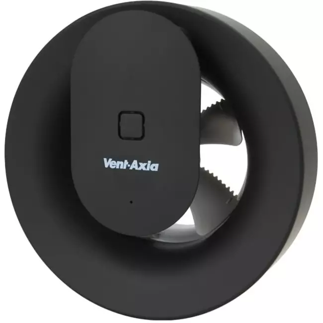 Wentylator łazienkowy Svara z timerem, czujnikiem wilgotności i światła, 100–125 mm (sterowany przez aplikację) CZARNY