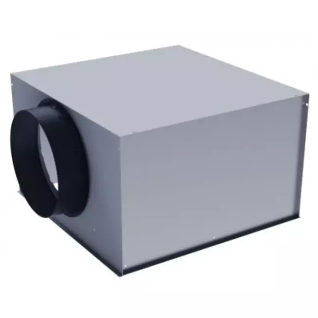 Perforowane nawiewniki sufitowy 600 x 600 z regulowanym przepływem powietrza, izolowaną skrzynką rozprężną z połączeniem bocznym 125 mm – kolor mieszany RAL 9010