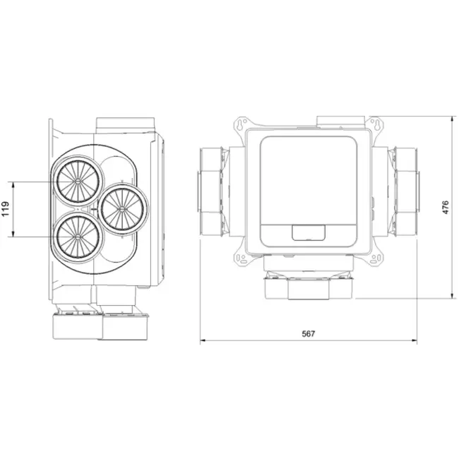 Vent-Axia Multihome AEC advance 368 m³/h Bluetooth + czujnik CO2 + czujnik wilgotności - wtyczka euro