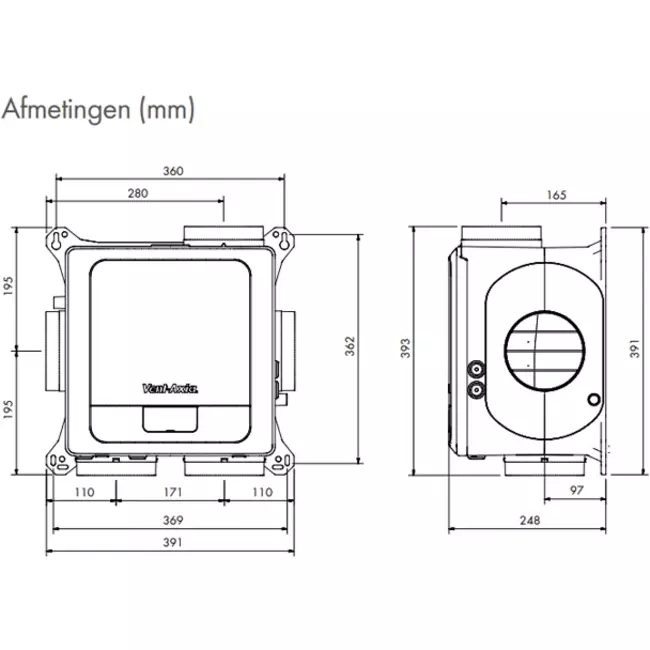 Vent-Axia Multihome AEC advance 368 m³/h Bluetooth + czujnik CO2 + czujnik wilgotności - wtyczka euro