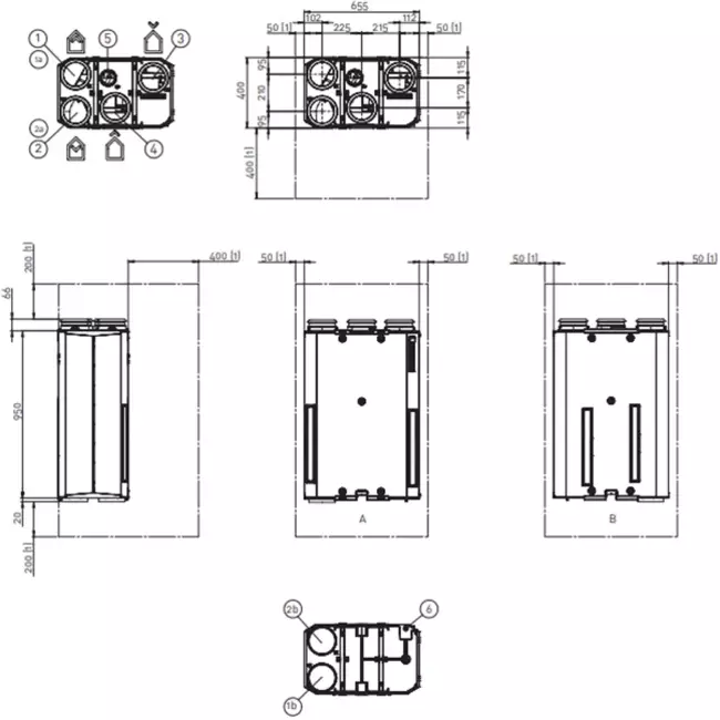 Jednostka Itho Daalderop MVHR HRU ECO 300 R + wbudowany RFT 300 m³/h
