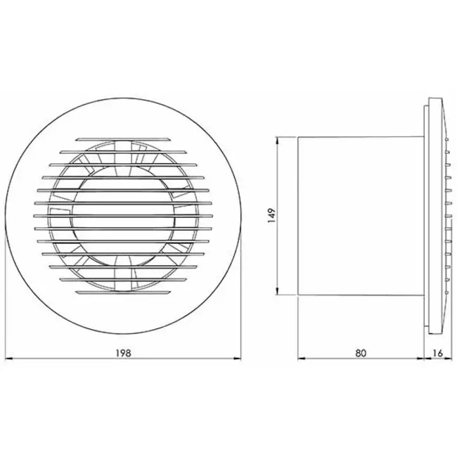 Okrągły wentylator łazienkowy Ø 150 mm biały z timerem - EA150T