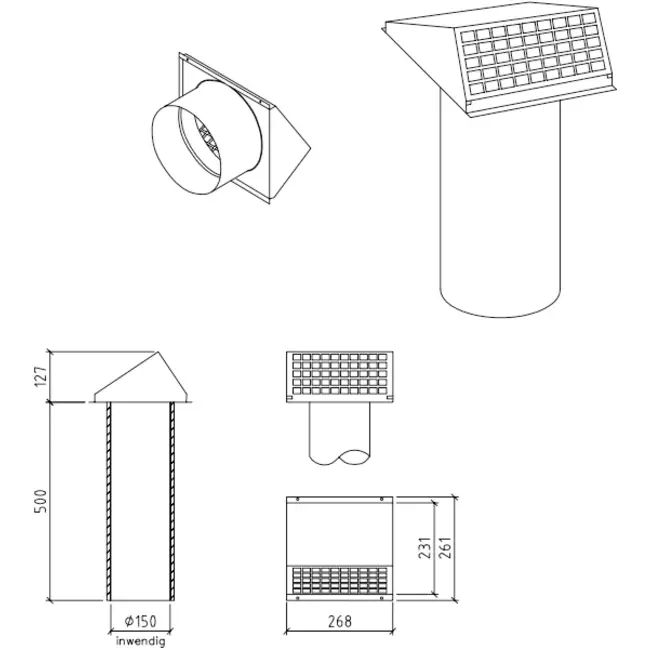 Tuleja ścienna Thermoduct 150 mm