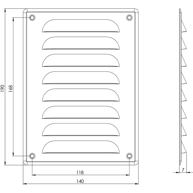 Kratka wentylacyjna metalowa prostokątna 140 x 190 mm czarna - MR1419M
