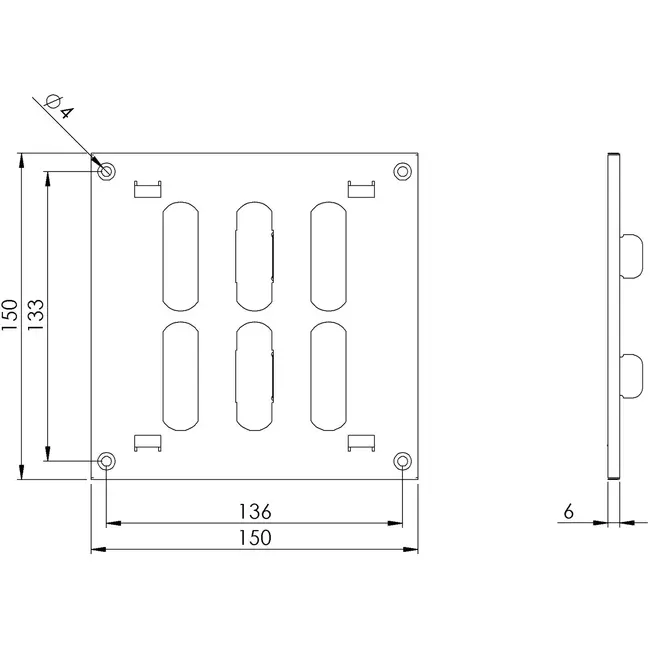 Regulowany metalowy nawiewnik liniowy 150x150 czarny - MR1515RM