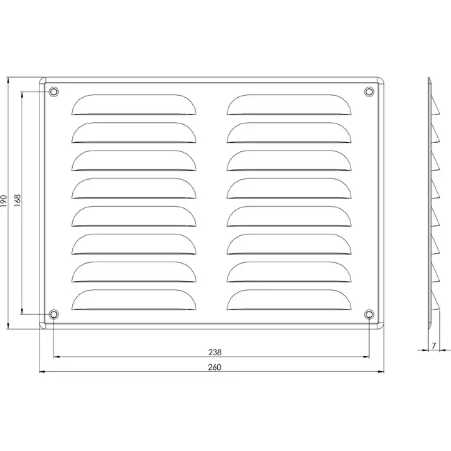 Kratka wentylacyjna metalowa prostokątna 260 x 190 mm stal nierdzewna - MR2619i