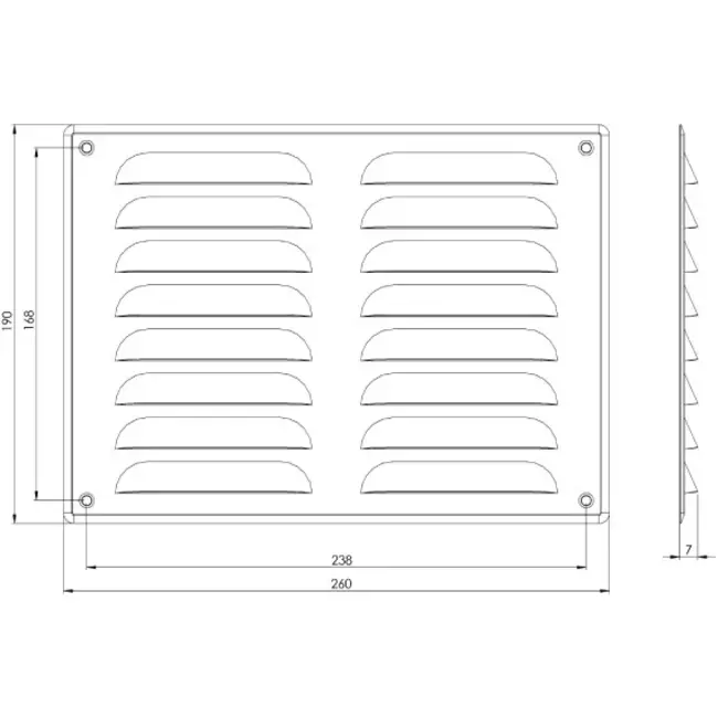 Kratka wentylacyjna metalowa prostokątna 260 x 190 mm stal nierdzewna - MR2619i