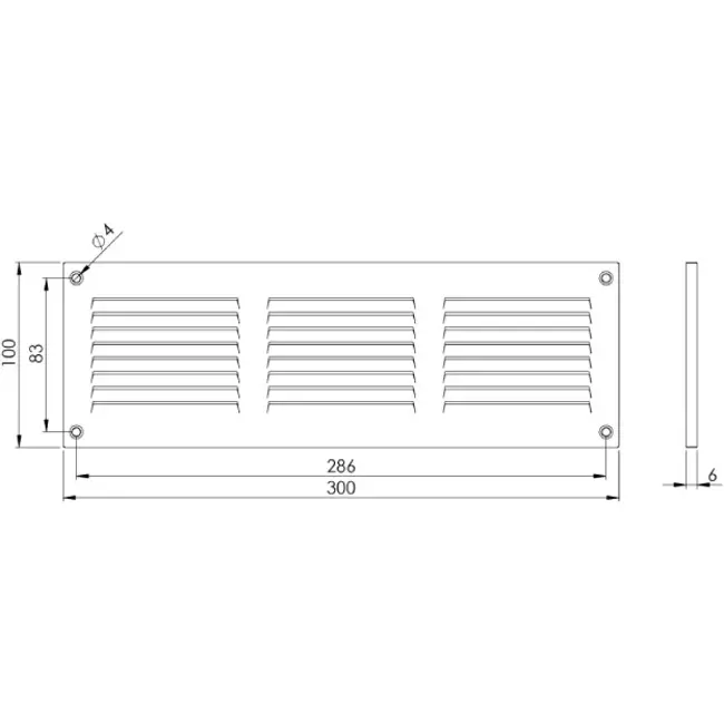 Kratka metalowa 300x100mm szara - MR3010P
