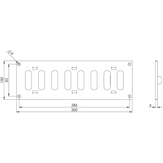 Regulowany metalowy nawiewnik liniowy 300x100 ocynkowany - MR3010RZn