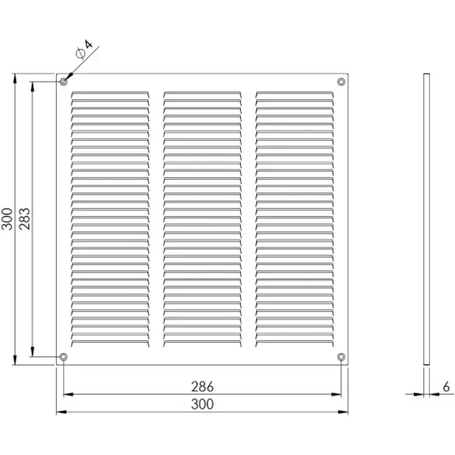 Kratka metalowa 300x300mm biała - MR3030