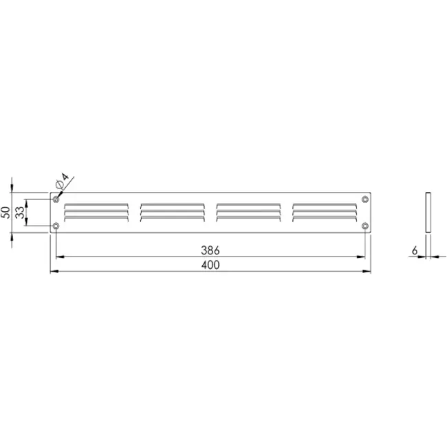 Kratka metalowa 400x50mm biała - MR405