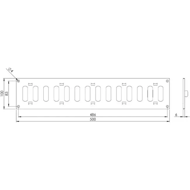 Regulowany metalowy nawiewnik liniowy 500x100 czarny - MR5010RM