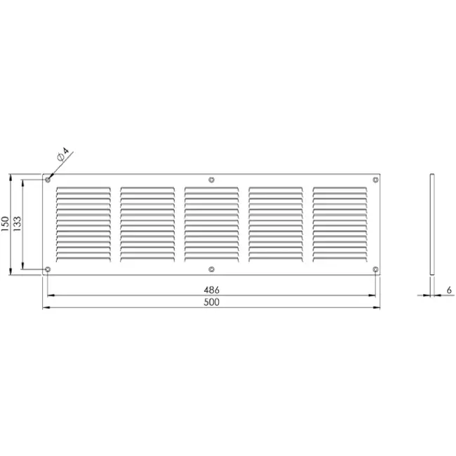 Kratka metalowa 500x150mm czarna - MR5015M