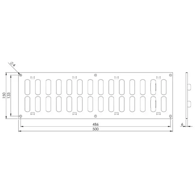 Regulowany metalowy nawiewnik liniowy 500x150 czarny - MR5015RM