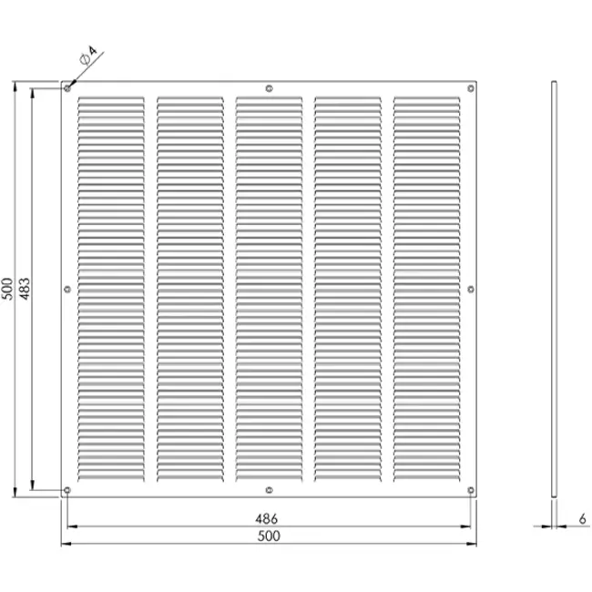 Kratka metalowa 500x500mm biała - MR5050