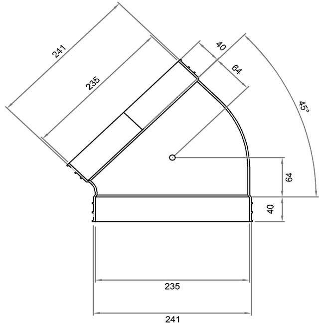 Wavin Ventiza Kolano 45 stopnie PVC owalne 235x80 mm poziome M/M