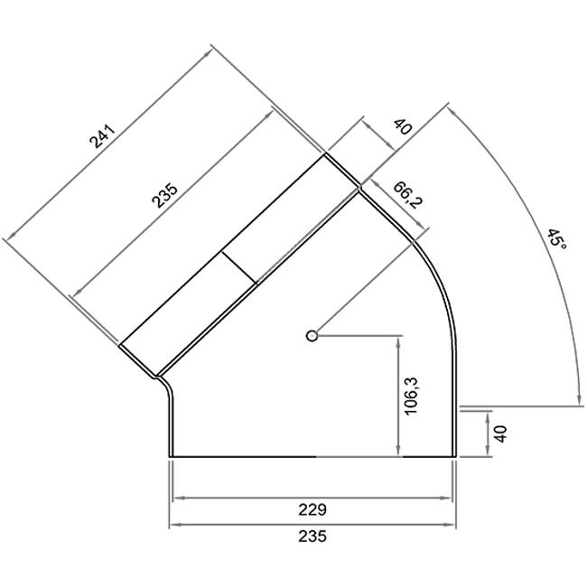Wavin Ventiza Kolano 45 stopnie PVC owalne 235x80 mm poziome M/S