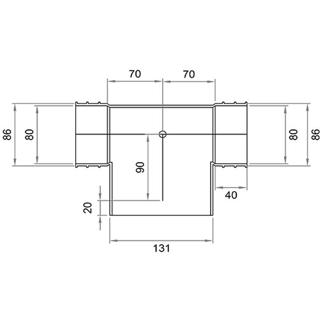 Wavin Ventiza Trójnik PVC owalny 195x90x70 mm według średnicy mm 125 mm M/M/M