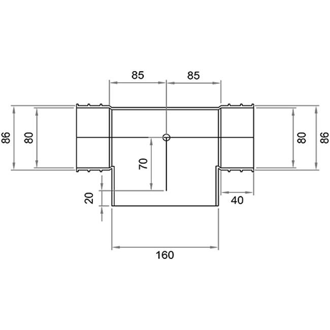 Wavin Ventiza T-stuk PVC owal 195x80 mm według średnicy 160 mm M/M/M