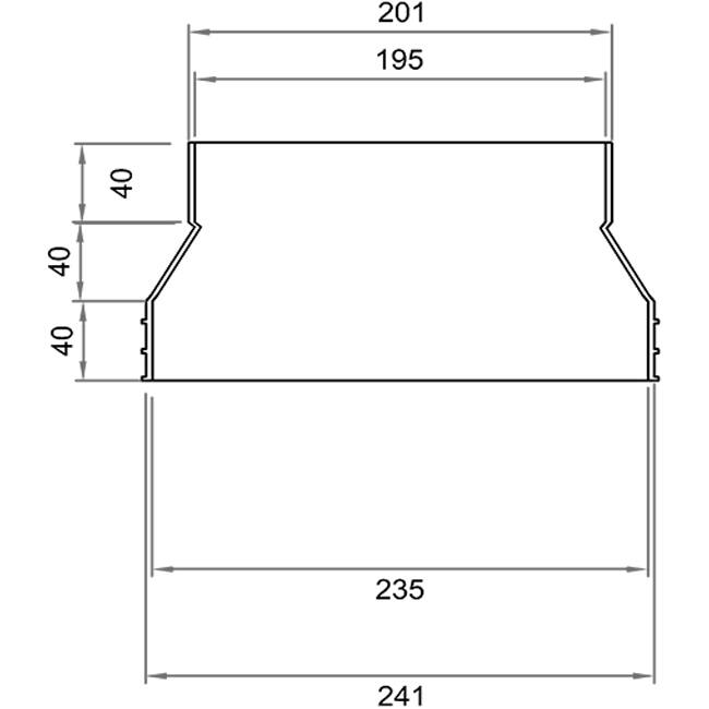 Wavin Ventiza Przejście PVC owalne 235x80 mm do 195x80 mm M/S