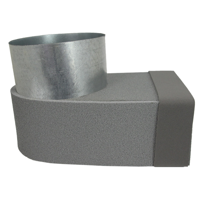 Pojedynczy symetryczny element narożny przegrody Thermoduct 220x80 mm według średnicy 125 mm