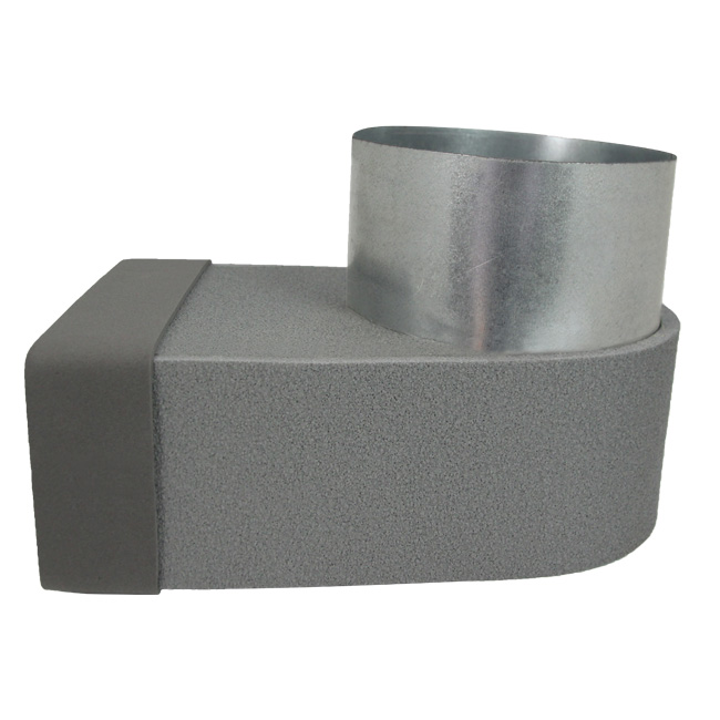 Pojedynczy symetryczny element narożny przegrody Thermoduct 220x80 mm według średnicy 160 mm