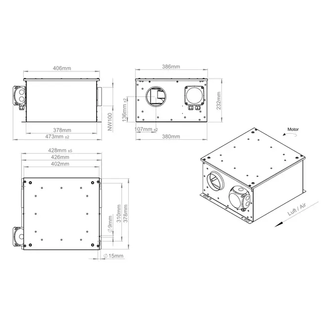 Izolowany wentylator rurowy 100 mm - ISORX 100 EC K 01