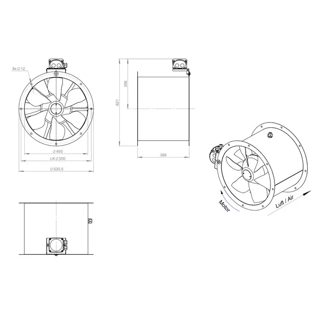 Wentylator osiowy 450 mm - AL 450 D4 01 CFG