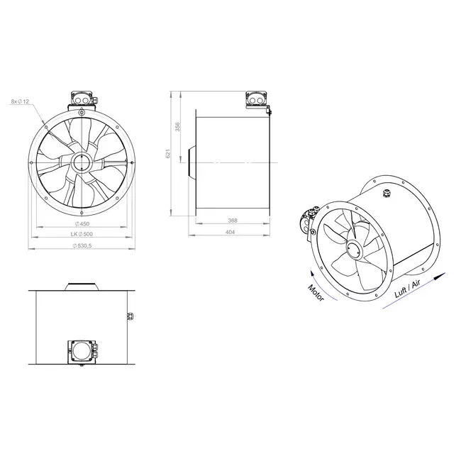 Wentylator osiowy 450 mm - AL 450 D2 02 CFG