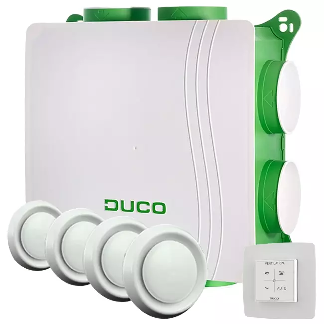 DucoBox Silent 2.0 400 m³/h + sterowanie RF + 4 zawory - wtyczka bezpieczeństwa