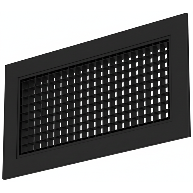 Aluminiowa kratka ścienna ze stałą kratką - ze sprężynami ciernymi - 600x300 mm - RAL 9005
