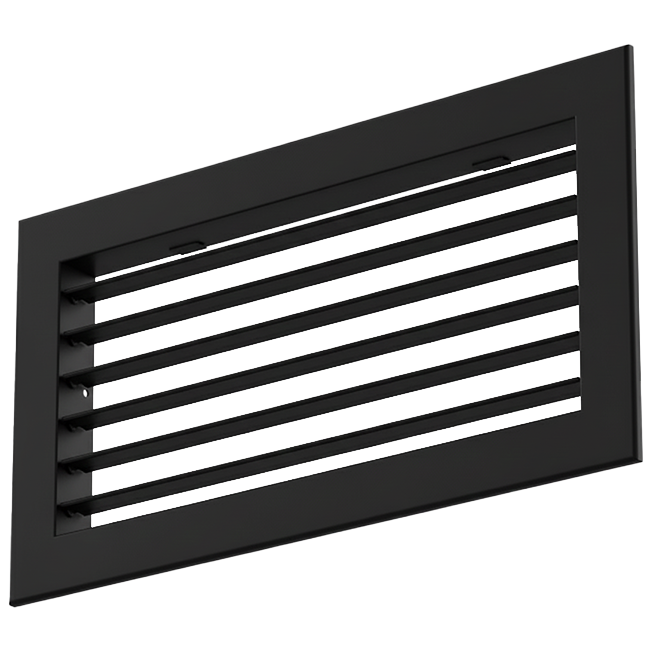 Aluminiowa pojedyncza regulowana kratka ścienna - ze sprężynami ciernymi - 600x200 mm - RAL 9005