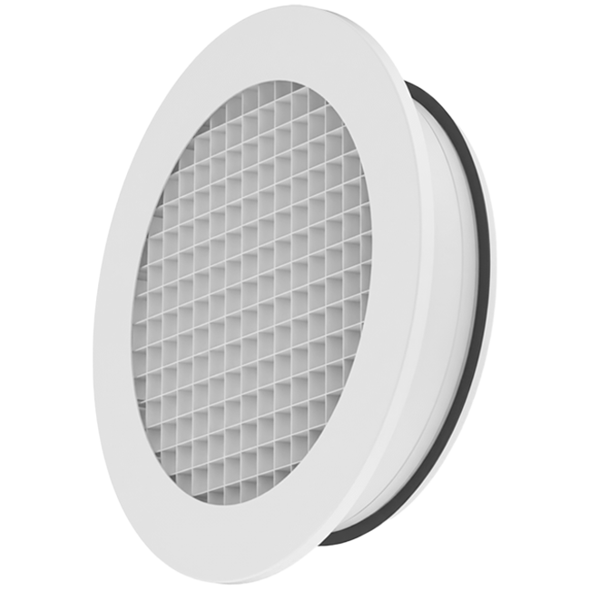 Okrągła aluminiowa kratka ścienna ze stałą kratką - 125 mm - RAL 9003