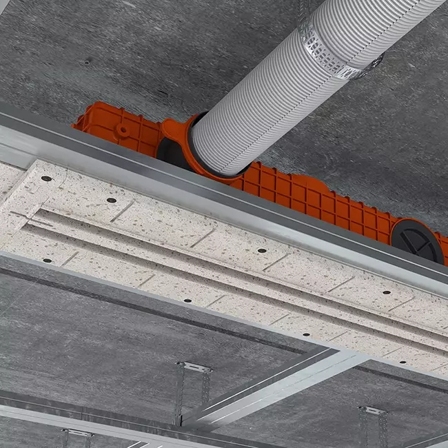 Bezramkowy nawiewnik szczelinowy Ergovent 1050 mm o średnicy przyłącza 75 mm - modułowy - 2 szczeliny