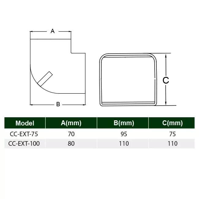 Kolanko zewnętrzne ClimaConnect do kanału montażowego 75 mm - RAL 9010