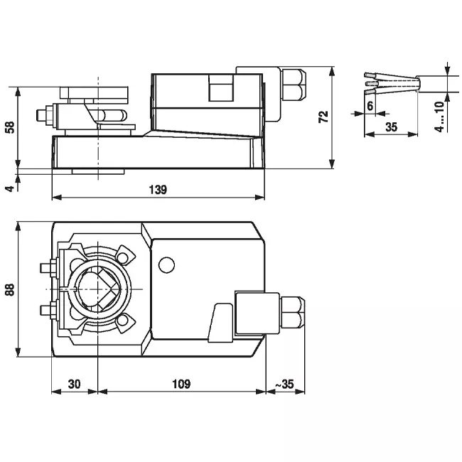 Napęd zaworu modulowanego Belimo z zaciskami przyłączeniowymi 24 V - 2-10 V - 20 Nm - SM24A-SR-TP