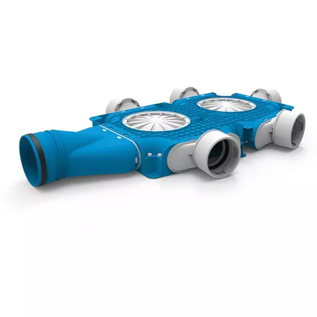 Rozdzielacz kompozytowy UniflexPlus 5x Ø90mm z króćcem poziomym Ø125mm