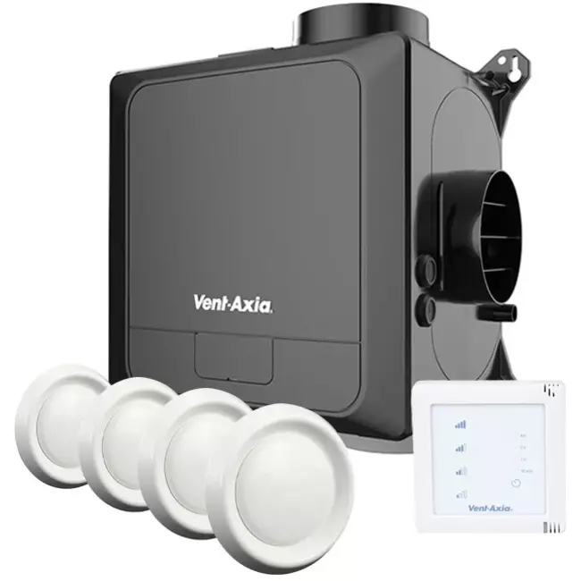 Vent-Axia Multihome AEP advance Pakiet 368 m³/h Bluetooth + czujnik wilgotności + bateria sterująca RFT + 4 zawory - wtyczka euro