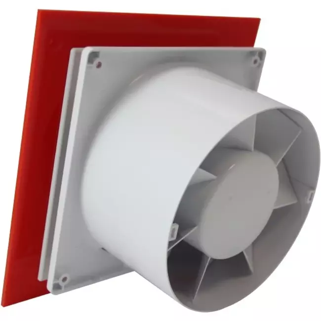 Air Roxy wyciągowy wentylator łazienkowy ze średnicą przyłącza 100 mm - panel przedni z czerwonego plastiku