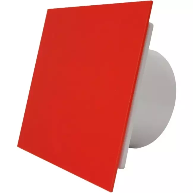Air Roxy wyciągowy wentylator łazienkowy ze średnicą przyłącza 100 mm - panel przedni z czerwonego plastiku