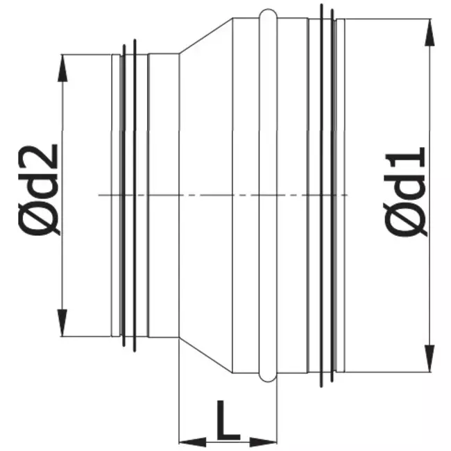Redukcja od Ø 200 mm do Ø 125 mm do przewodu spiralnego
